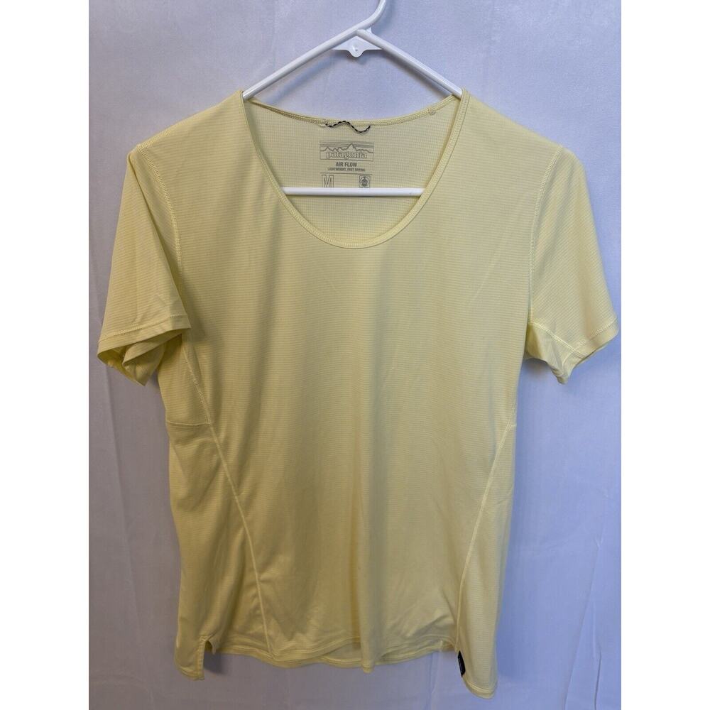 Patagonia‎ Air Flow Lightweight Fast Drying Women T-shirt Sz M Yellow Athletic